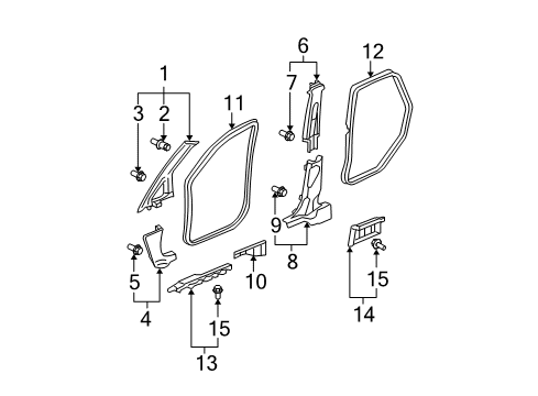 2007 Honda Fit Interior Trim - Pillars, Rocker & Floor Garnish Assy., R. FR. Pillar *NH220L* (CLEAR GRAY) Diagram for 84101-SLN-A01ZA