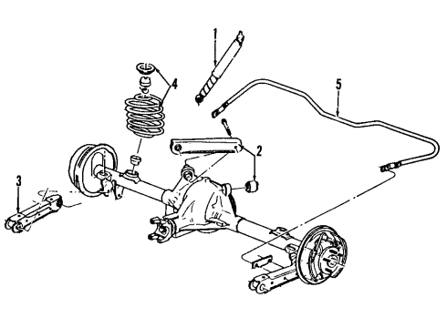 1986 GMC Caballero Rear Suspension Components, Lower Control Arm, Upper Control Arm, Stabilizer Bar Shock Absorber Diagram for 22046434