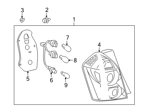 2010 Pontiac Vibe Tail Lamps Tail Lamp Assembly Diagram for 88975723