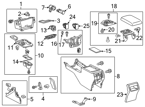 2014 Toyota Camry Center Console Console Panel Diagram for 58805-06600-B0