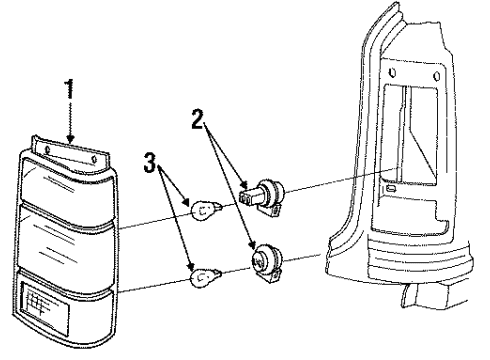 1992 Ford Explorer Combination Lamps Combo Lamp Assembly Diagram for F3TZ-13404-B