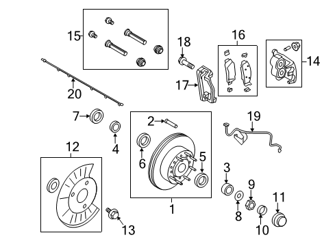 2011 Ford F-250 Super Duty Brake Components Spacer Stud Diagram for 2C2Z-1107-AA
