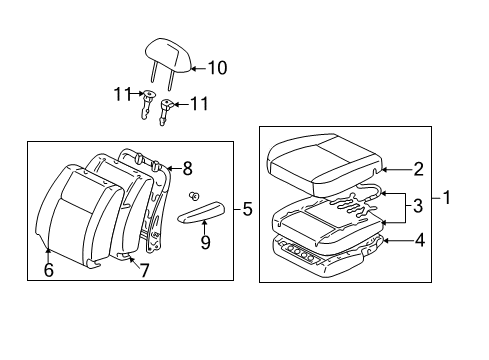 2000 Toyota Tundra Front Seat Components Seat Back Cover Diagram for 71073-0C060-E0