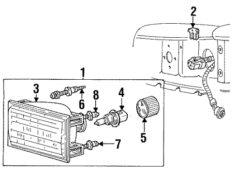 1992 Lincoln Town Car Headlamps Headlamp Assembly Diagram for FOVY-13008-A