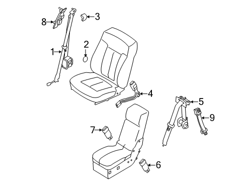 2013 Ford F-150 Seat Belt Seat Belt Cover Diagram for BL3Z-1860262-AB