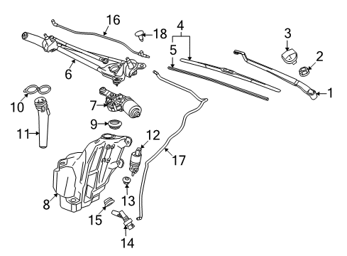 2014 Buick LaCrosse Wiper & Washer Components Arm-Windshield Wiper Diagram for 25961256
