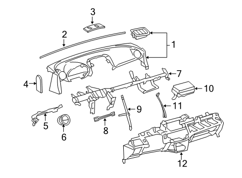 2008 Toyota RAV4 Cluster & Switches, Instrument Panel Reinforce Bar Lower Reinforcement Diagram for 55337-0R010