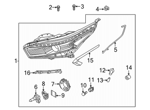 2022 Kia Forte Headlamp Components LAMP ASSY-HEAD, RH Diagram for 92102M7500