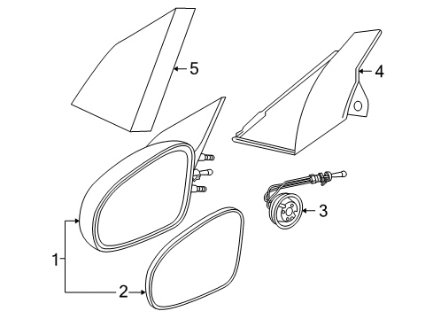 2005 Saturn Ion Outside Mirrors Mirror Asm, Outside Rear View Diagram for 10363819