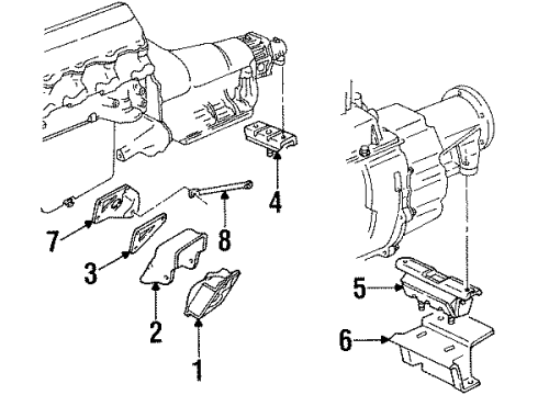 1992 GMC K2500 Engine & Trans Mounting Bracket-Trans Brace Diagram for 15592555
