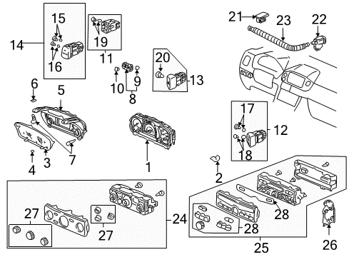 2003 Honda Pilot Cruise Control System Switch Assembly, Automatic Cruise Main (Black) Diagram for 36775-S9V-A01ZB