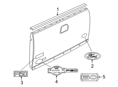 2008 Ford F-150 Exterior Trim - Pick Up Box Nameplate Diagram for 4L3Z-16720-AA