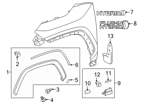 2019 Toyota RAV4 Exterior Trim - Fender Nameplate Diagram for 75362-0R010