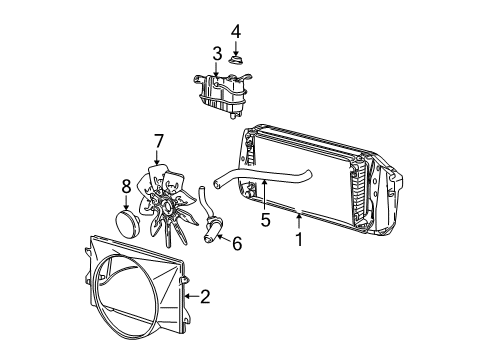 1997 Ford Expedition Radiator & Components Lower Hose Diagram for F75Z-8286-PE