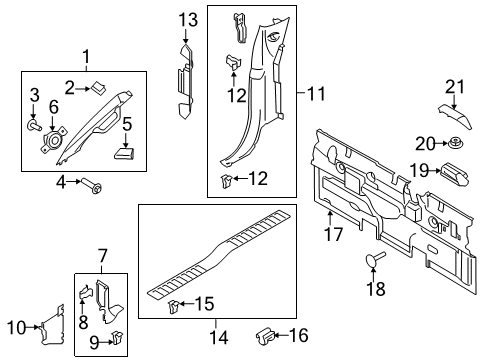 2019 Ford F-350 Super Duty Interior Trim - Cab Rear Pillar Trim Diagram for FL3Z-18278D12-AA