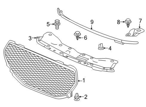 2016 Honda CR-Z Grille & Components Seal, FR. Bumper Center Diagram for 71128-SZT-G11