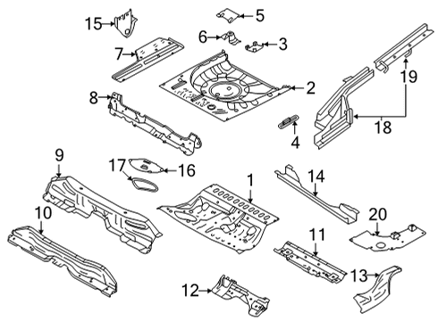 2021 Nissan Sentra Rear Floor & Rails Bracket Assy-Jack Mounting Diagram for 74870-AX000