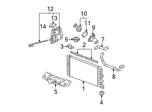 2011 Chevrolet Impala Radiator & Components Upper Hose Diagram for 15286587