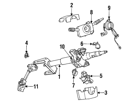 1994 Saturn SL Ignition Lock Lever Asm, Turn Signal & Headlamp Dimmer Switch & Windshield Wiper & Windshield Washer Diagram for 21021953