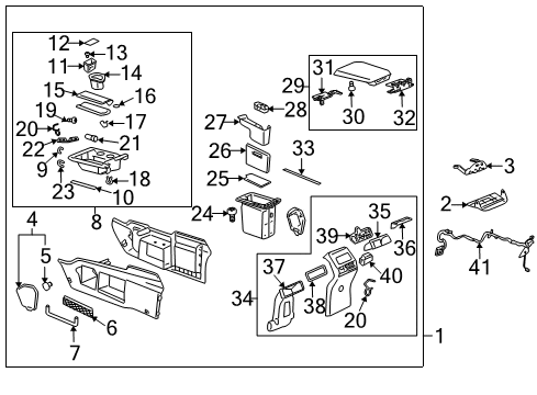 2002 Buick Rendezvous Console Console Asm-Front Floor *Sable Diagram for 10328146