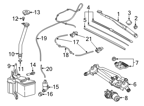 2020 Toyota C-HR Wipers Wiper Arm Cap Diagram for 85292-0F010