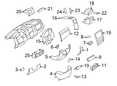2009 Dodge Sprinter 3500 Cluster & Switches, Instrument Panel Nut-Plastic Snap-In Diagram for 5098837AB
