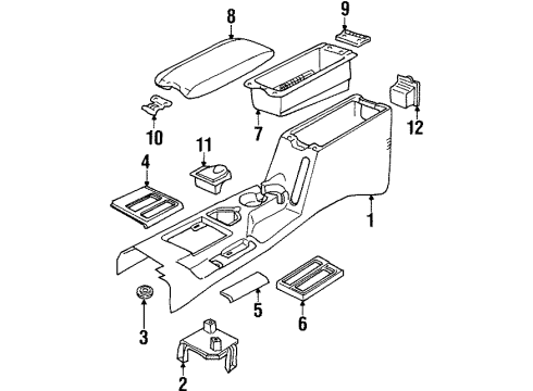 1998 Jeep Cherokee Console Latch-ARMREST Lid Diagram for 55037537AA