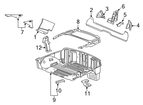 2009 Chevrolet Corvette Rear Body Panel, Floor & Rails Panel Asm-Rear Compartment Diagram for 25953286