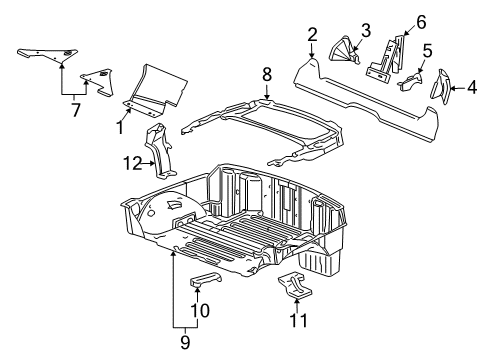 2009 Chevrolet Corvette Rear Body Panel, Floor & Rails Rear Floor Pan Diagram for 25953291