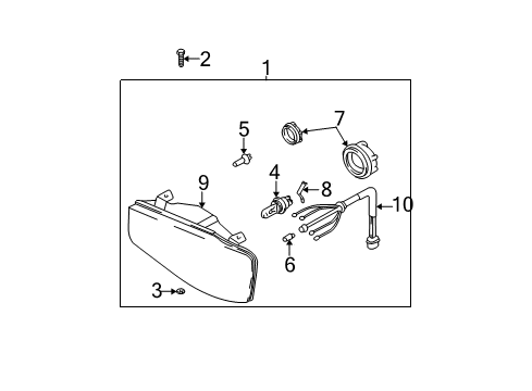 2002 Hyundai Elantra Bulbs Passenger Side Headlight Assembly Composite Diagram for 92102-2D150