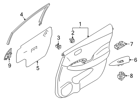 2018 Nissan Leaf Front Door Switch Mirror Control Diagram for 25570-5SA0A