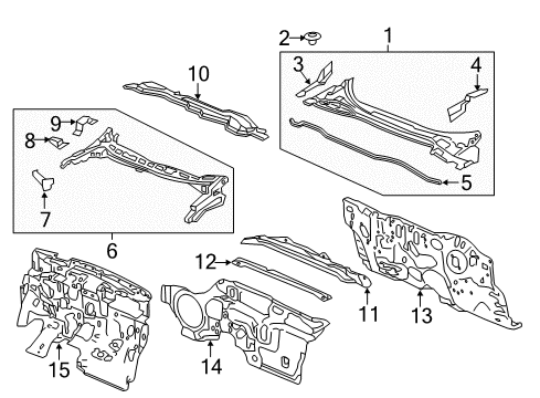 2017 Honda HR-V Cowl Bracket, L. FR. Fender Diagram for 61158-T7W-A00ZZ