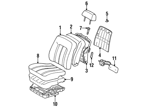 1998 Toyota Avalon Front Seat Components Seat Cushion Pad Diagram for 71511-AC010