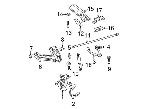 1998 Chevrolet C2500 Front Suspension Components, Lower Control Arm, Upper Control Arm, Stabilizer Bar Steering Knuckle Assembly Diagram for 18060575