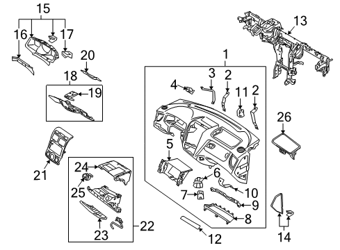2005 Kia Sportage Instrument Panel Rotor-Glove Box Diagram for 815211FA00