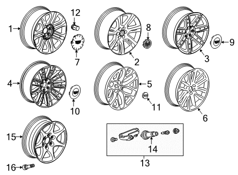 2017 Cadillac Escalade ESV Tire Pressure Monitoring Sensor Diagram for 13598773