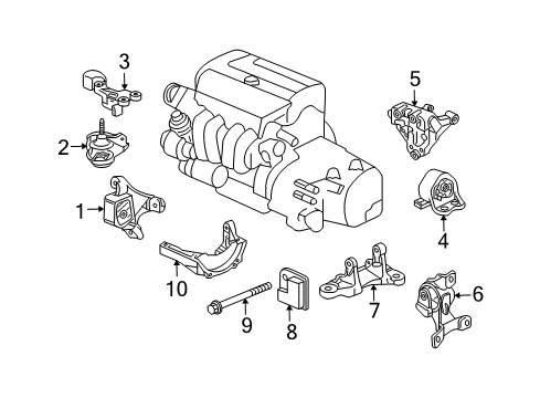 2005 Honda Element Engine & Trans Mounting Bracket, RR. Engine Mounting Diagram for 50827-S7D-010
