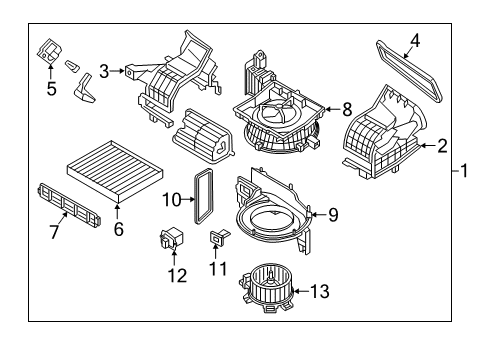 2019 Hyundai Sonata Blower Motor & Fan Air Filter Assembly Diagram for 97133C1010