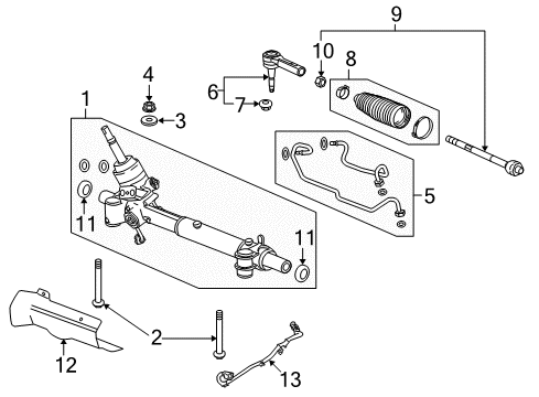 2013 Cadillac XTS P/S Pump & Hoses, Steering Gear & Linkage Pipe Kit Diagram for 22856133