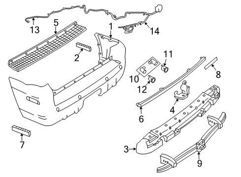 2006 Mercury Mountaineer Rear Bumper Molding Diagram for 6L9Z-17232-AAB