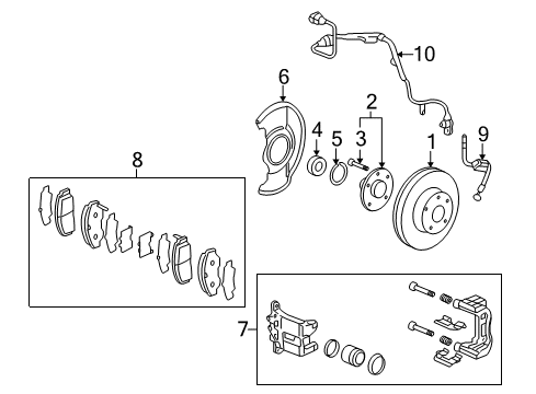2009 Acura TSX Anti-Lock Brakes Modulator Assembly, Vs Diagram for 57110-TL2-S01