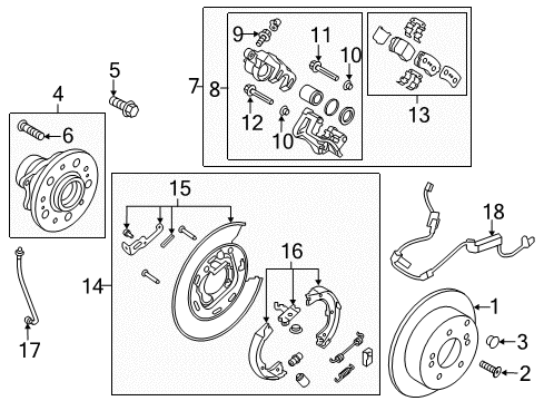2017 Kia Sportage Parking Brake Brake Assembly-Rear Wheel Diagram for 58210D3700