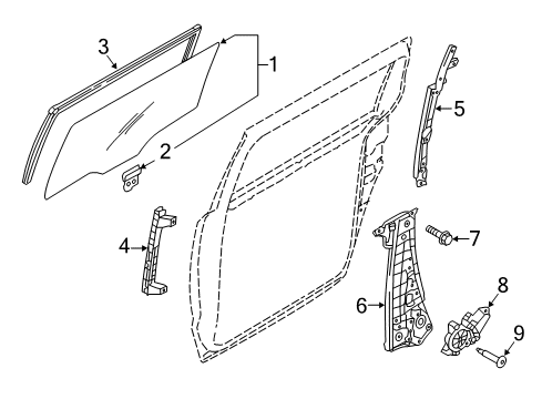 2016 Kia Sedona Sliding Door Run-Rear Door Window Glass Diagram for 83530A9000