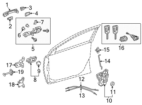 2018 Toyota Corolla iM Ignition Lock Handle, Inside Diagram for 69206-12240-C0