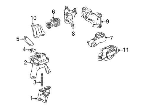 2022 Acura TLX Engine & Trans Mounting Bracket, Engine Side MT Diagram for 11910-5BF-A00