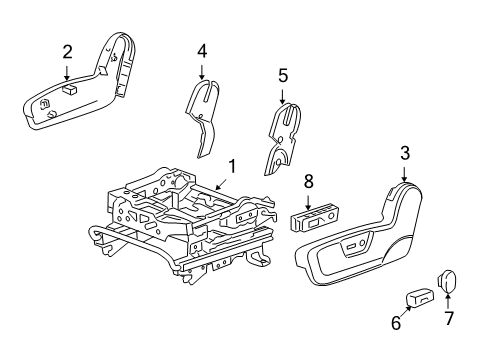 2008 Saturn Vue Power Seats Cover, Driver Seat Reclining Finish Diagram for 96839613