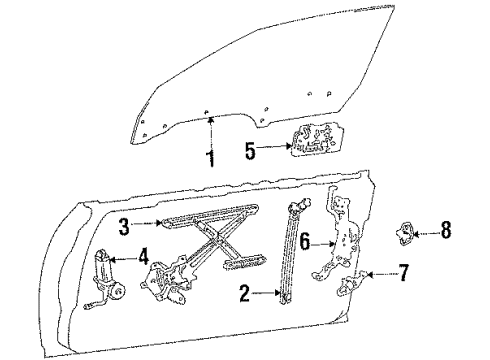1987 Toyota Celica Door Glass & Hardware, Lock & Hardware Regulator Sub-Assy, Front Door Window, LH Diagram for 69820-20150