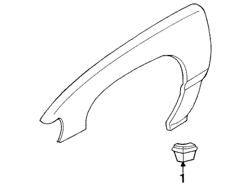1995 Cadillac DeVille Exterior Trim - Fender Molding Asm-Front Fender Center Rear Diagram for 3526927