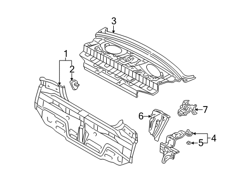 2002 Toyota Echo Rear Body Package Tray Diagram for 64101-52070