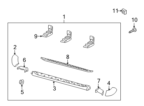 2001 Ford Explorer Sport Running Board Step Bar Rear Support Diagram for F3TZ-16A465-A